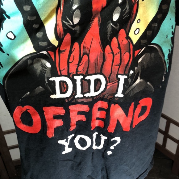 Marvel Dead Pool t-shirt/ sz L black” I’M SORRY DID I OFFEND YOU?” Graphic - Picture 6 of 10